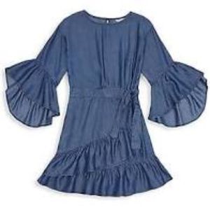 Girls Ruffled Wrap Dress